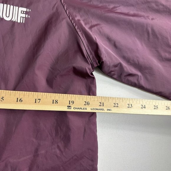 HUF Set H Coaches Jacket Mens Size Small Maroon Snap Button Windbreaker - Picture 9 of 9